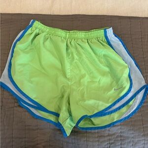 Nike Women's Lime and Blue Athletic Shorts